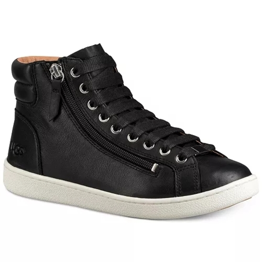 UGG Black Leather High-Top Sneakers